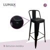 Taburete Tolix en metal con respaldo Negro