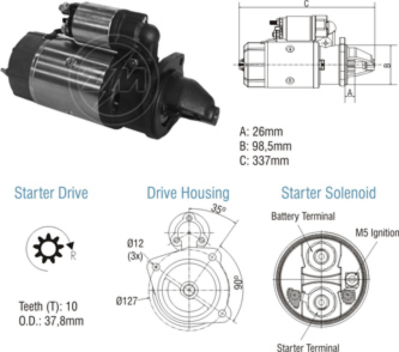 ARRANQUE - AGRALE VW TRUCKS MWM 4.10 12V 10D BOSCH ZM 
