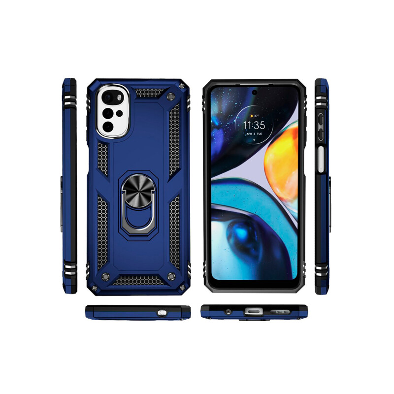 Protector para Motorola Moto G22 con anillo color azul Protector Para Motorola Moto G22 Con Anillo Color Azul
