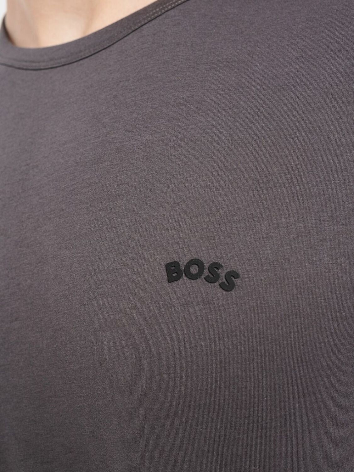 Hugo Boss -Remera básica de algodón, regular fit, TEE CURVED Gris