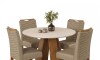 Juego De Comedor 4 Sillas Mesa Redonda - Celeste Marrón | Beige