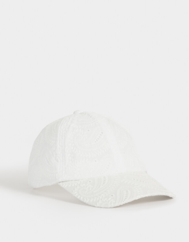 Caps Romántico Gorra Textura Paisley - Blanco Crudo