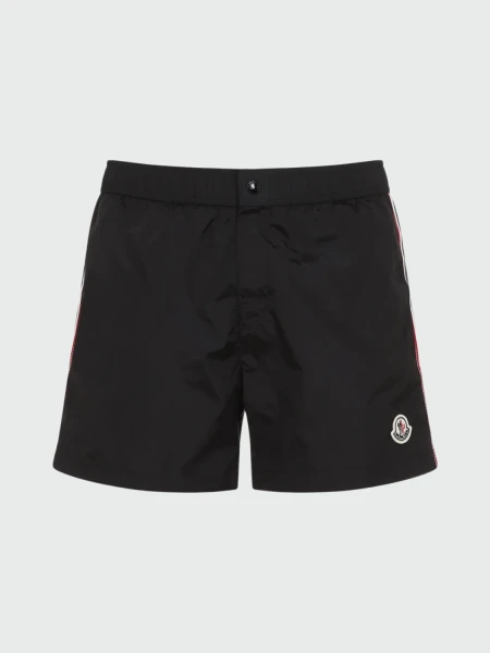 Moncler - Bañador con Ribetes Tricolor Negro