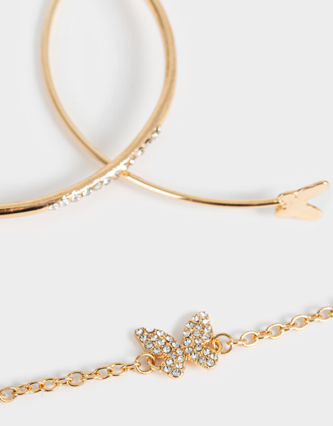 Pulseras Rígidas Sets Mariposas Pulseras Rígidas Set Con Mariposa - Dorado