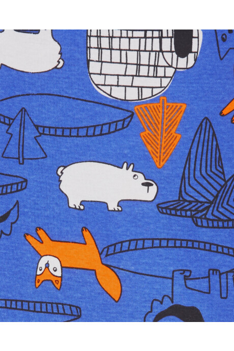 Pijama cuatro piezas de algodón, dos remeras y dos pantalones Sin color