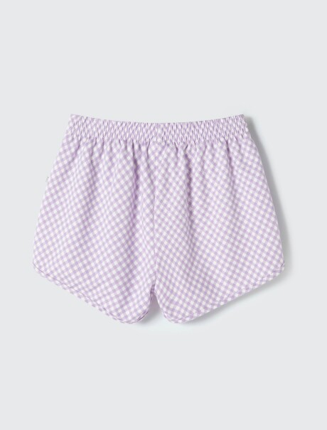 SHORT DE NIÑA ESTAMPADO CON ELASTICO VIOLETA