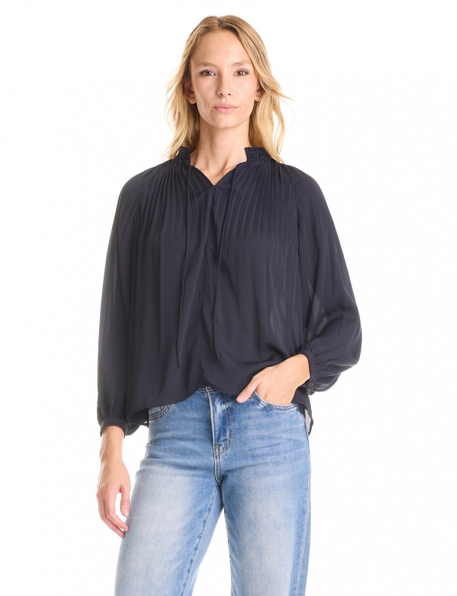 Blusa Plisada - Marino 