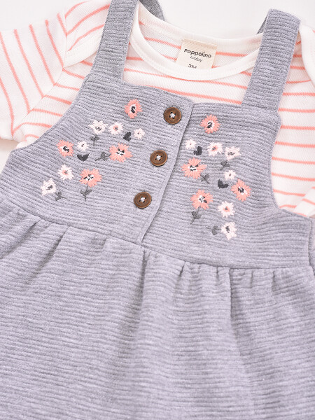 CONJUNTO VESTIDO + BODY POLI GRIS MELANGE M