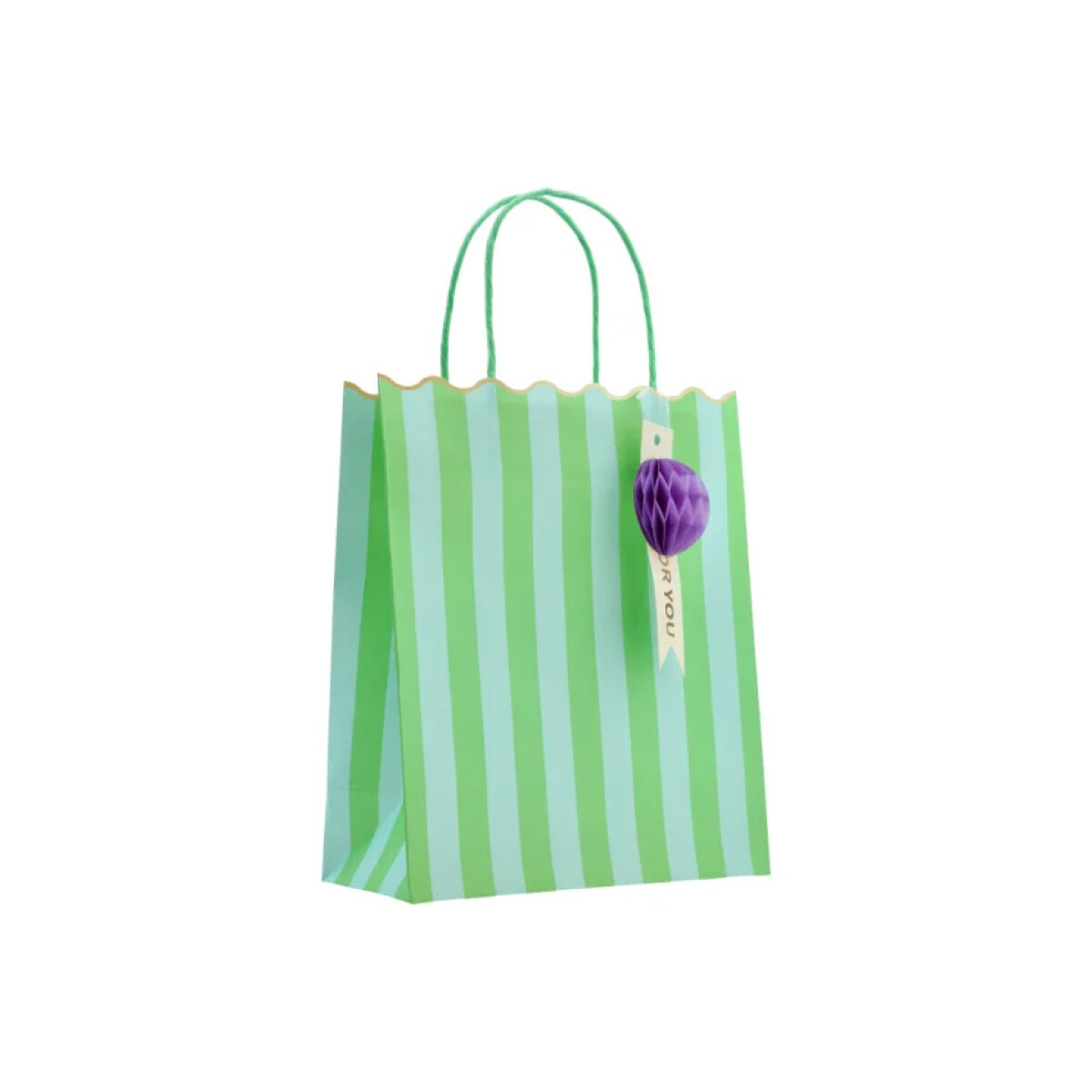 Bolsa de Regalo con Cordon Diseño a Rayas Chica - Verde 