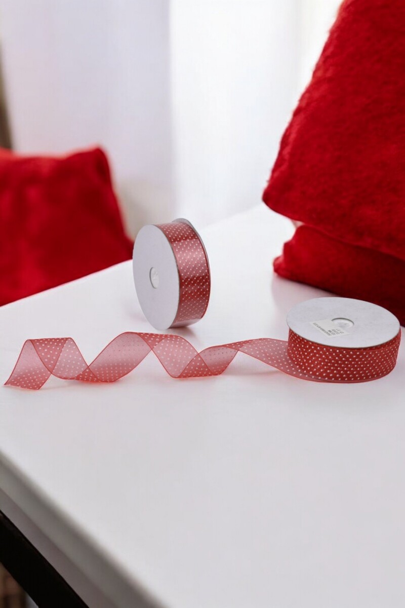 Cinta organza con puntos - 23 mts - ROJO 