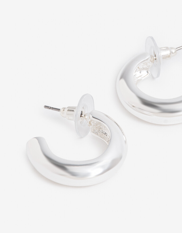 Aros Argollas Metal Argollas De Metal Bañado En Plata - Plateado