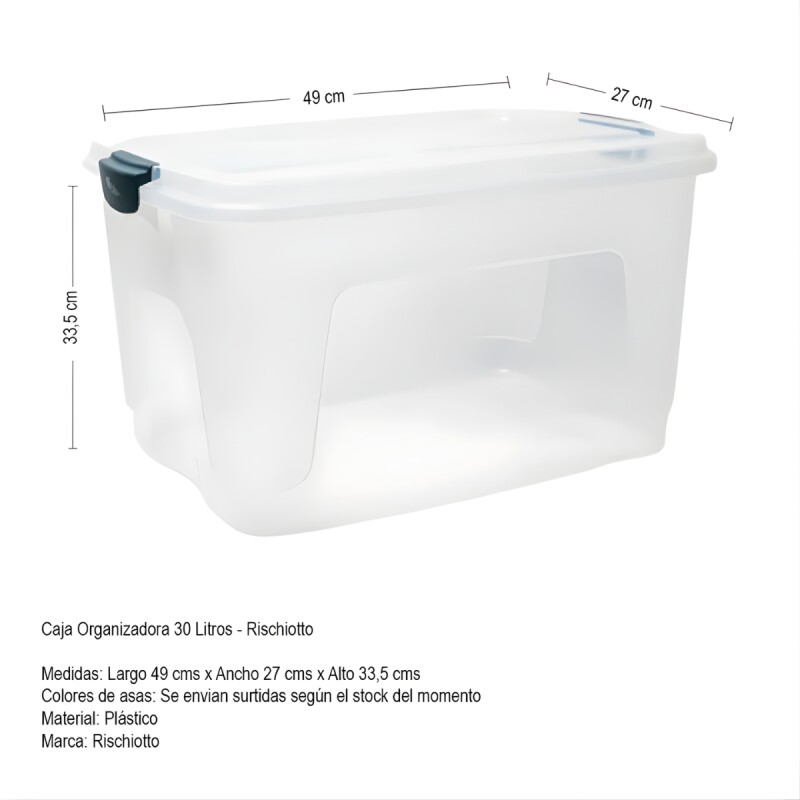 Set x3 Caja organizadora 30 lts Alta TRANSPARENTE