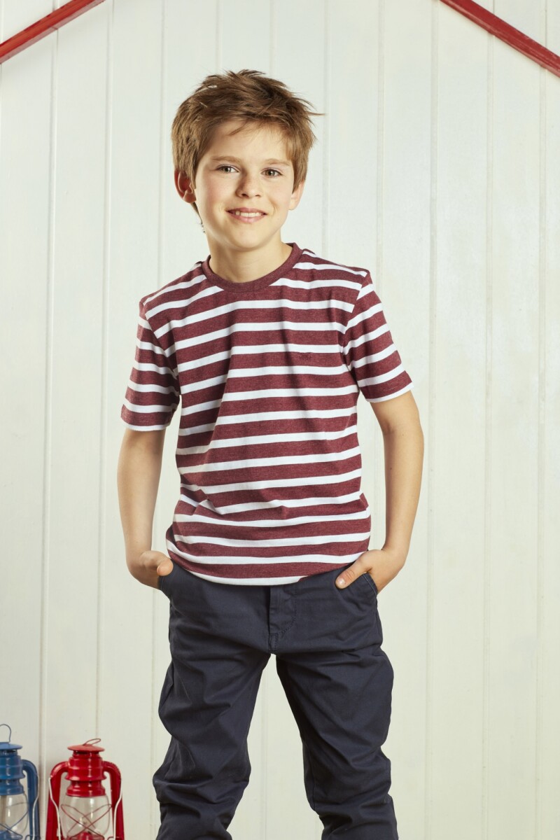 T-shirt Rayada - BORDEAU 