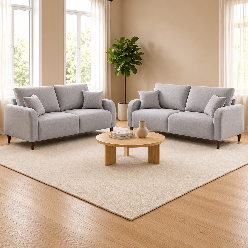 CONJUNTO SOFÁ SILLÓN SCOTT LIVING 2 CUERPOS + 3 CUERPOS GRIS