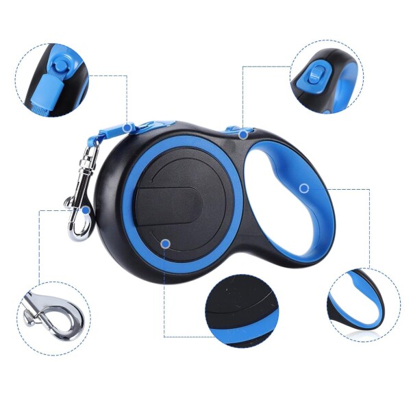 Correa Extensible 5 Metros Cinta Retractil Tranca Hasta 20Kg Variante Color Azul y Negro