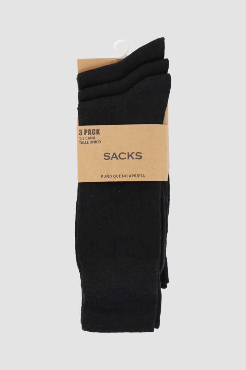 Pack x3 media lisa sujecion suave hombre Negro