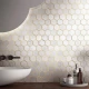 Mosaico Hexagonal Vidrio 28X41 Marmolado Con Bordes Dorados 000