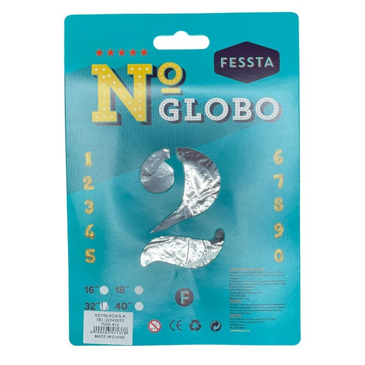 Globo Fessta Número 40 Pulgadas Plateado - DOS 
