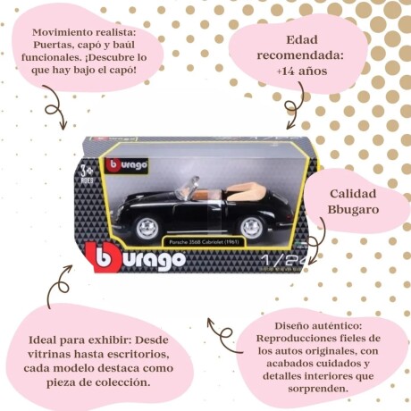 Juguete Bburago Auto Miniatura Coleccionable Escala 1:24 Porsche Cab 22078