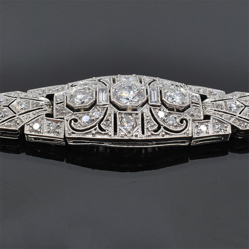 Pulsera Antigua En Oro 18K, Brillantes Y Diamantes Pulsera Antigua En Oro 18K, Brillantes Y Diamantes