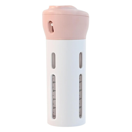 Dispensador con 4 Botellas Portátil Viaje Shampoo Crema Gel Rosa