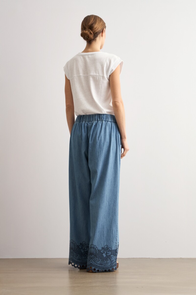Pantalón de jean bordado jean medio