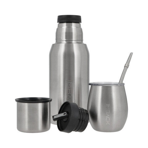 Termo 750 Mili Litro Con Mate Acero Inoxidable Con 2 Picos Cebador Y Bombilla Imback Termico Doble Capa Plateado Termo 750 Mili Litro Con Mate Acero Inoxidable Con 2 Picos Cebador Y Bombilla Imback Termico Doble Capa Plateado