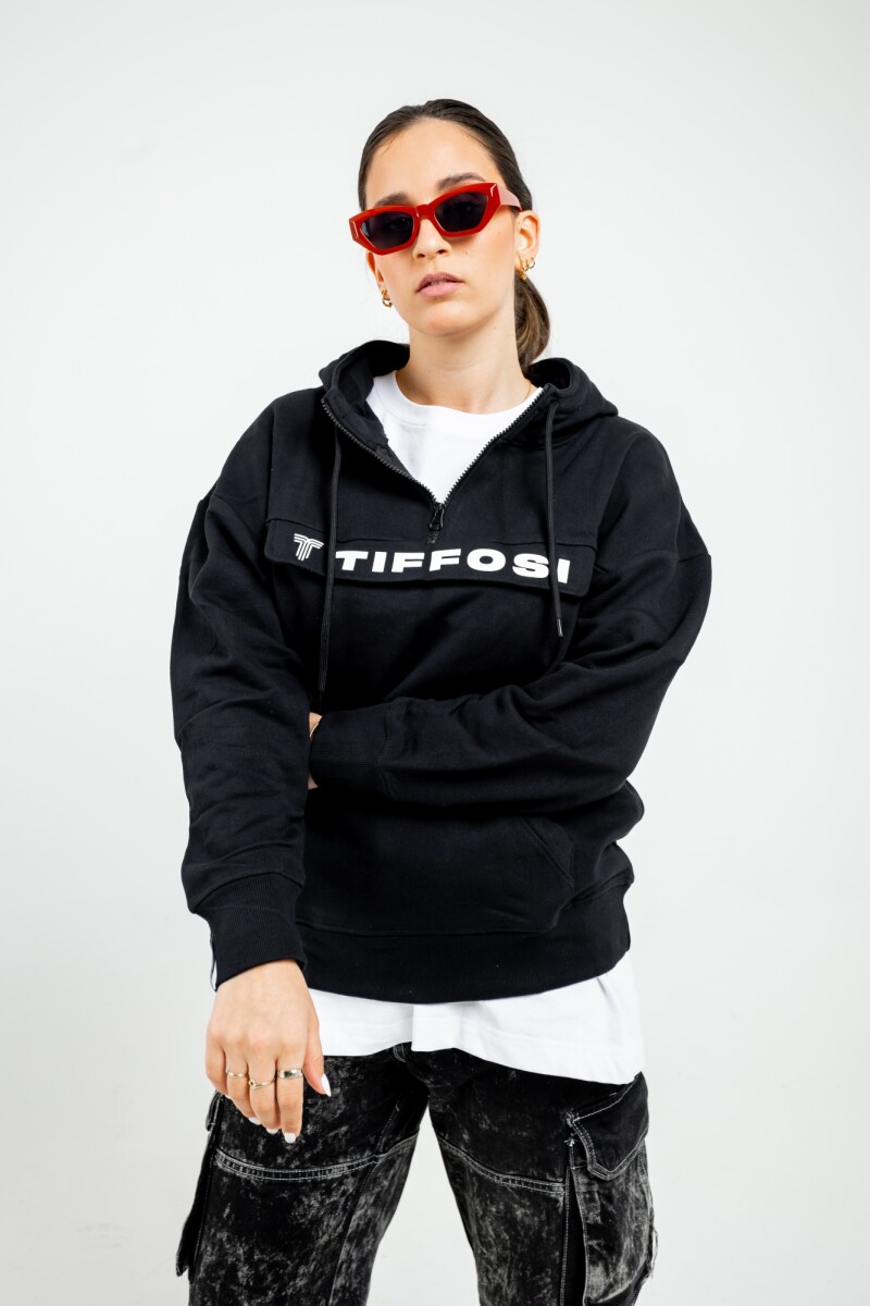 Canguro Oversized Zip Tiffosi - Negro/Blanco 