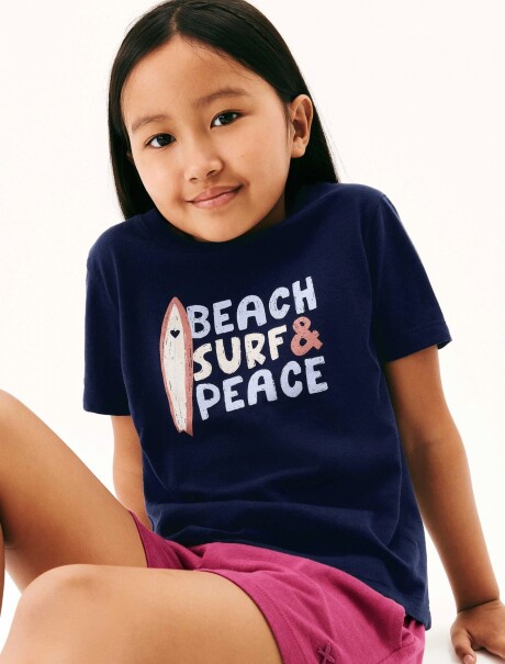 CAMISETA BÁSICA INFANTIL CON ESTAMPA AZUL