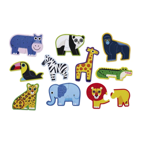 10 Puzzle Crocodile Creek de 2 Piezas Cada Uno 10 x 15 cm SAFARI