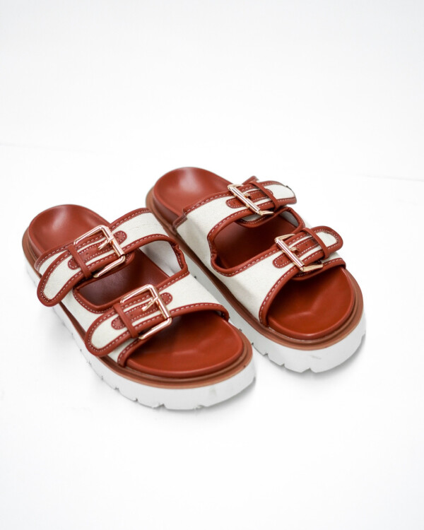 Sandalia Jeffrey camel y blanco