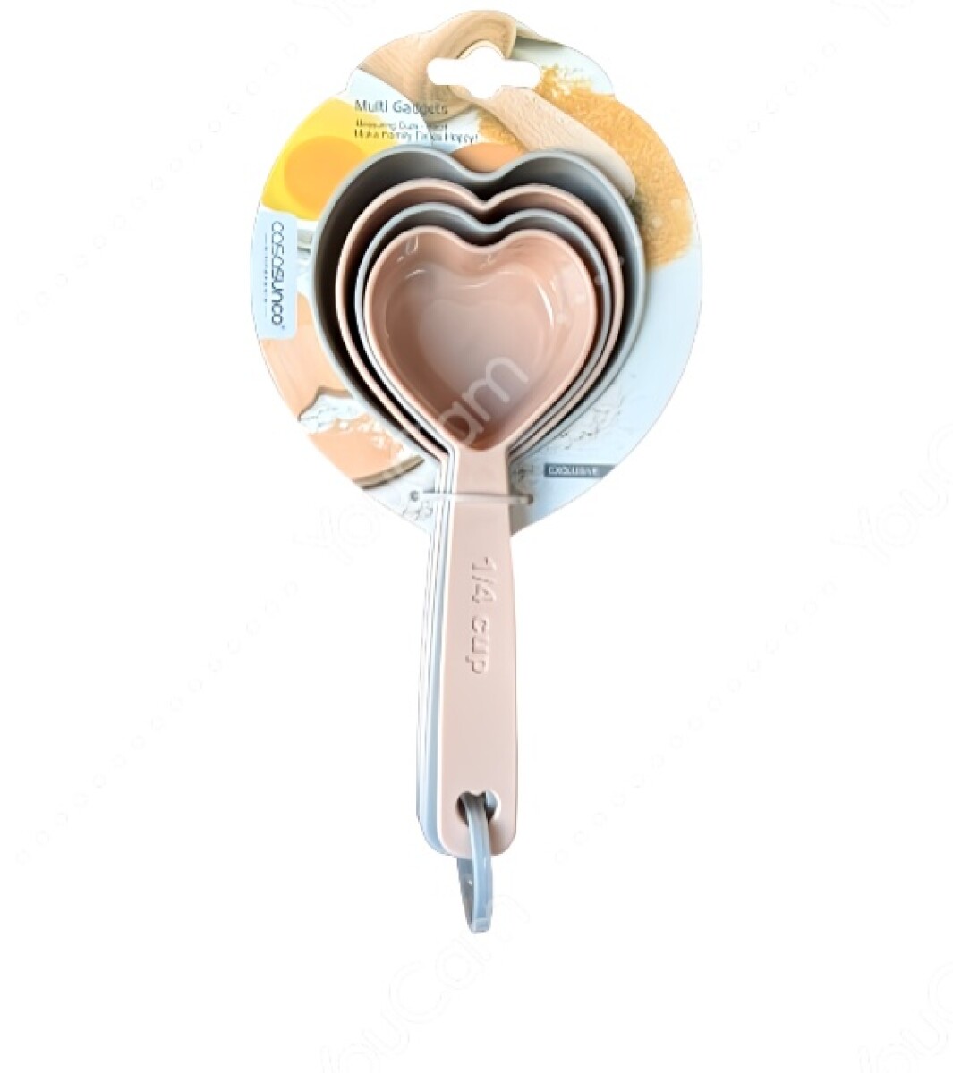 Kit 4 Cucharas Medidoras Cocina Varias Medidas Forma Corazón - Salmón 