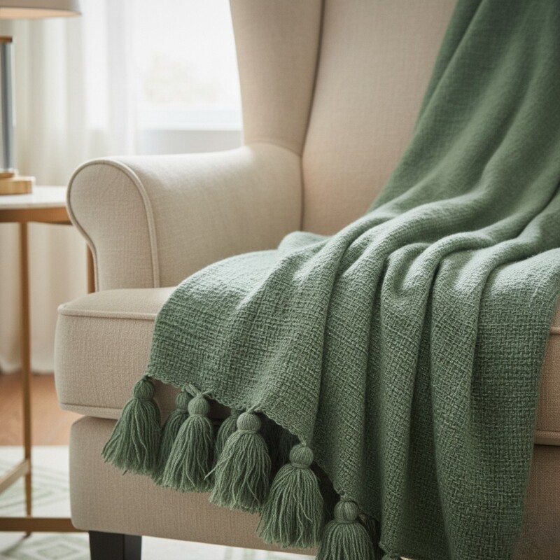 MANTA VERDE C/BROLAS 125X150CM Unica