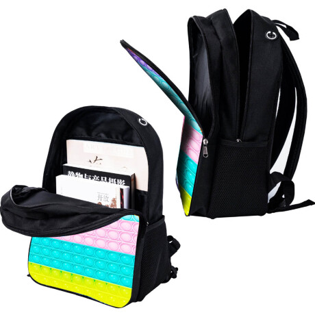 Mochila Pop It 3en1 Estampado + Lunchera + Cartuchera Rosa