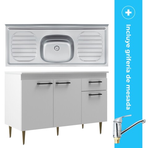 Kit de Cocina Bajo Mesada Pileta Central y Grifería de Mesada Pico Bajo Kit de Cocina Bajo Mesada Pileta Central y Grifería de Mesada Pico Bajo