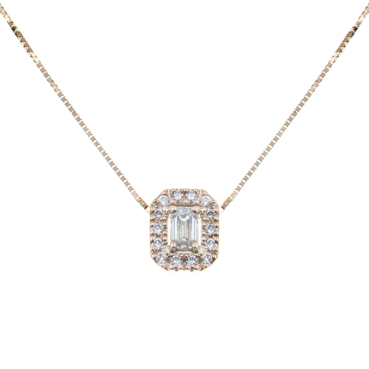 Colgante Fernanda V. en oro rosa 18k con brillantes, incluye cadena 