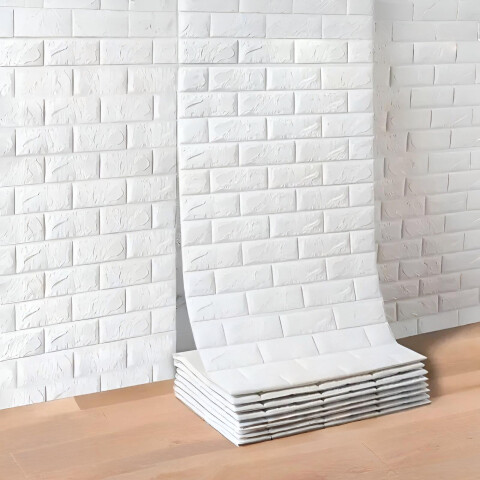 Revestimiento Pared Adhesivo 3d Piedra Ladrillo 20 Mts x 0,70 Mts Variante Color Blanco
