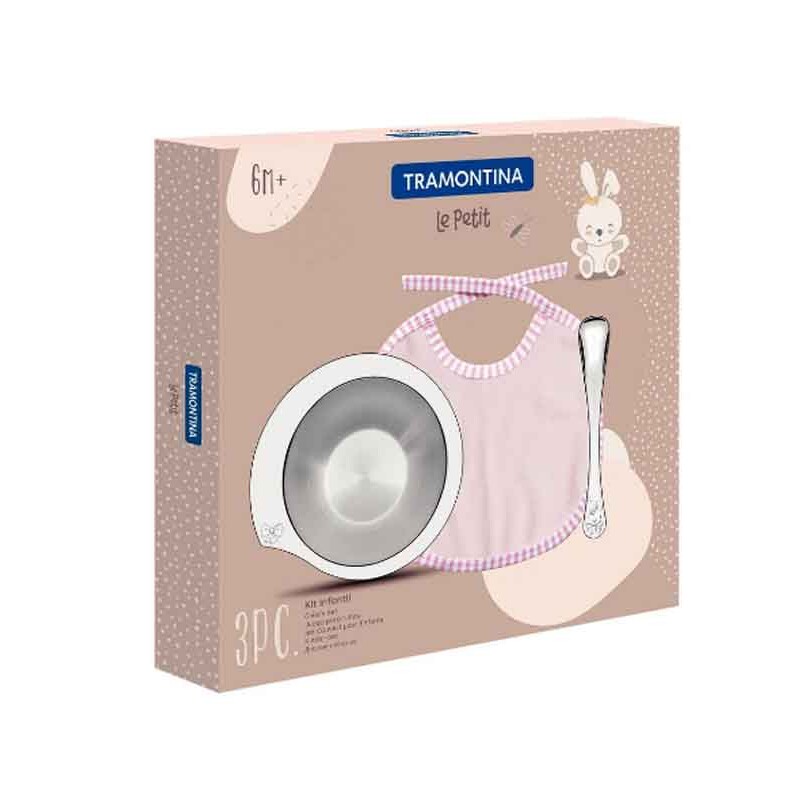 Juego infantil cuchara + plato - Rosa - Tramontina Juego infantil cuchara + plato - Rosa - Tramontina