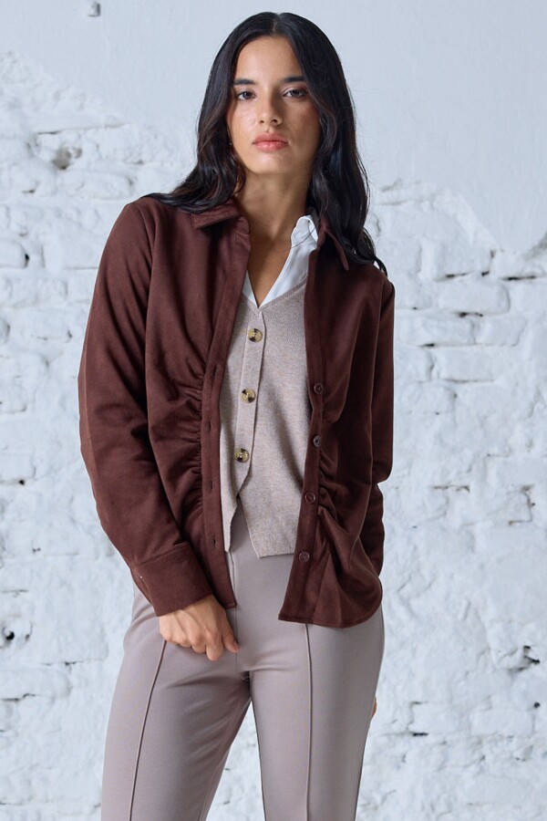 Camisa Suede Frunce MARRON