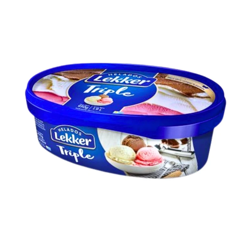 Helado Frutilla, Crema y Chocolate Lekker - 900 ml Helado Frutilla, Crema y Chocolate Lekker - 900 ml