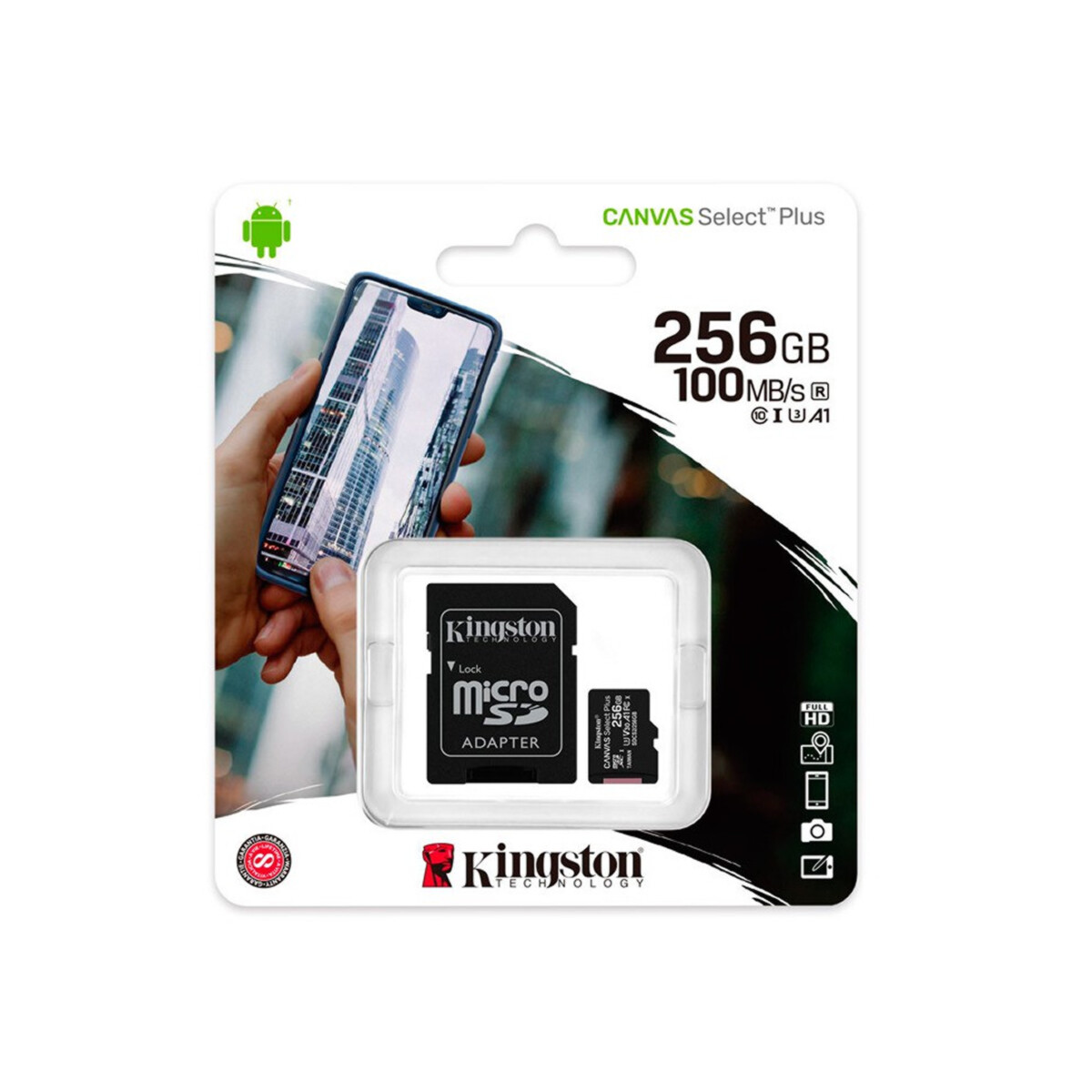 Memoria Micro SD 256GB Con Adaptador SD Kingston Canvas PLUS U3 Clase 10 