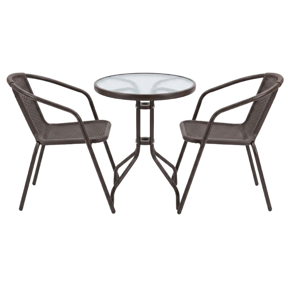 JGO DE MESA RED VIDRIO P/JARDIN MARRON 3PZAS 