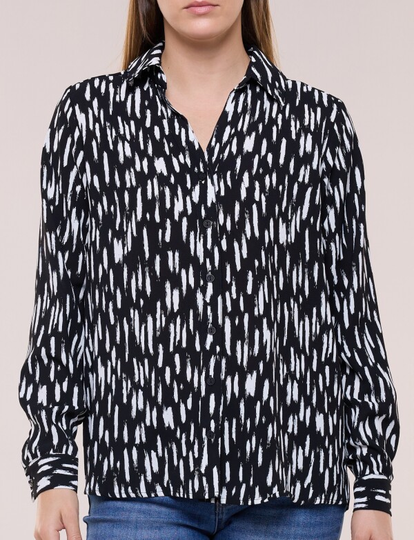 Camisa Gasa Print NEGRO/BLANCO