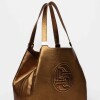 Bolso Eterial En Cuero Graneado Metalizado Metalizado
