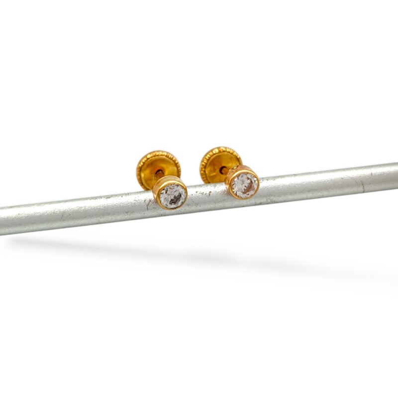 Caravanas Solitario de oro- Oro bajo - Zirconia - CA8078 conpiedra