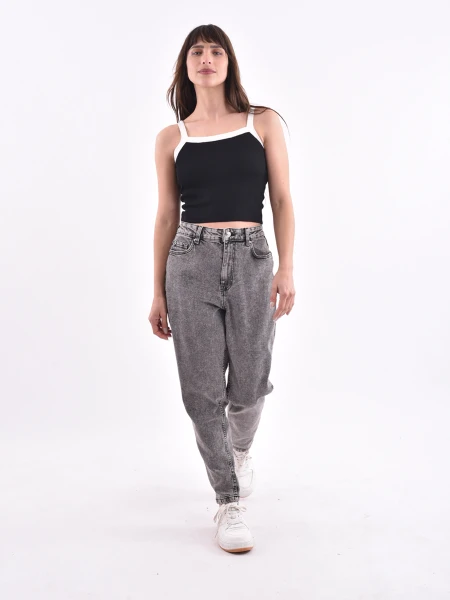 JEAN CHAR MOM FIT GRIS
