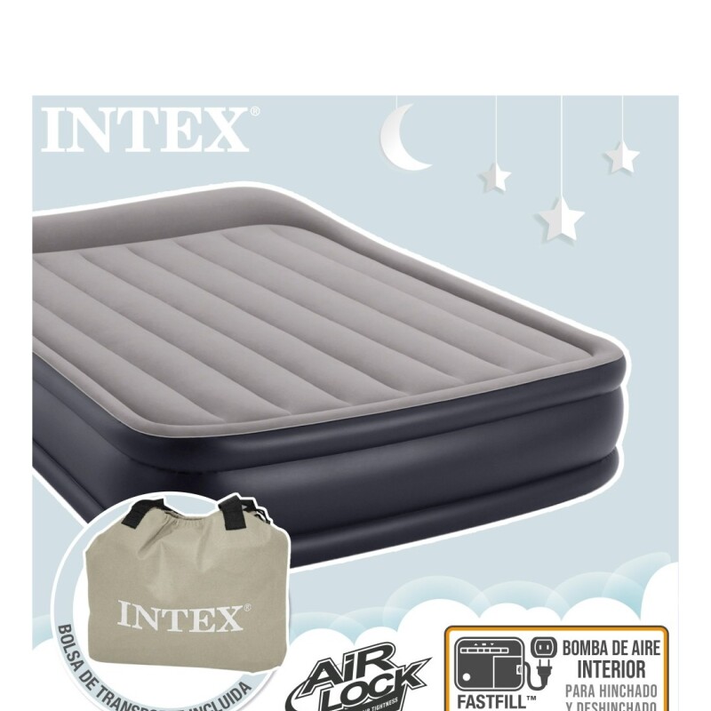 INTEX COLCHON SOMMIER DURA-BEAM PLUS PILLOW DELUXE CON BOMBA 2 PLAZAS QUEEN Intex Colchon Sommier Dura-beam Plus Pillow Deluxe Con Bomba 2 Plazas Queen