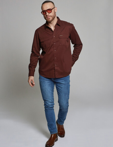 Camisa m/l lisa marron