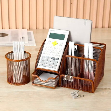 Set Organizador De Escritorio Marrón