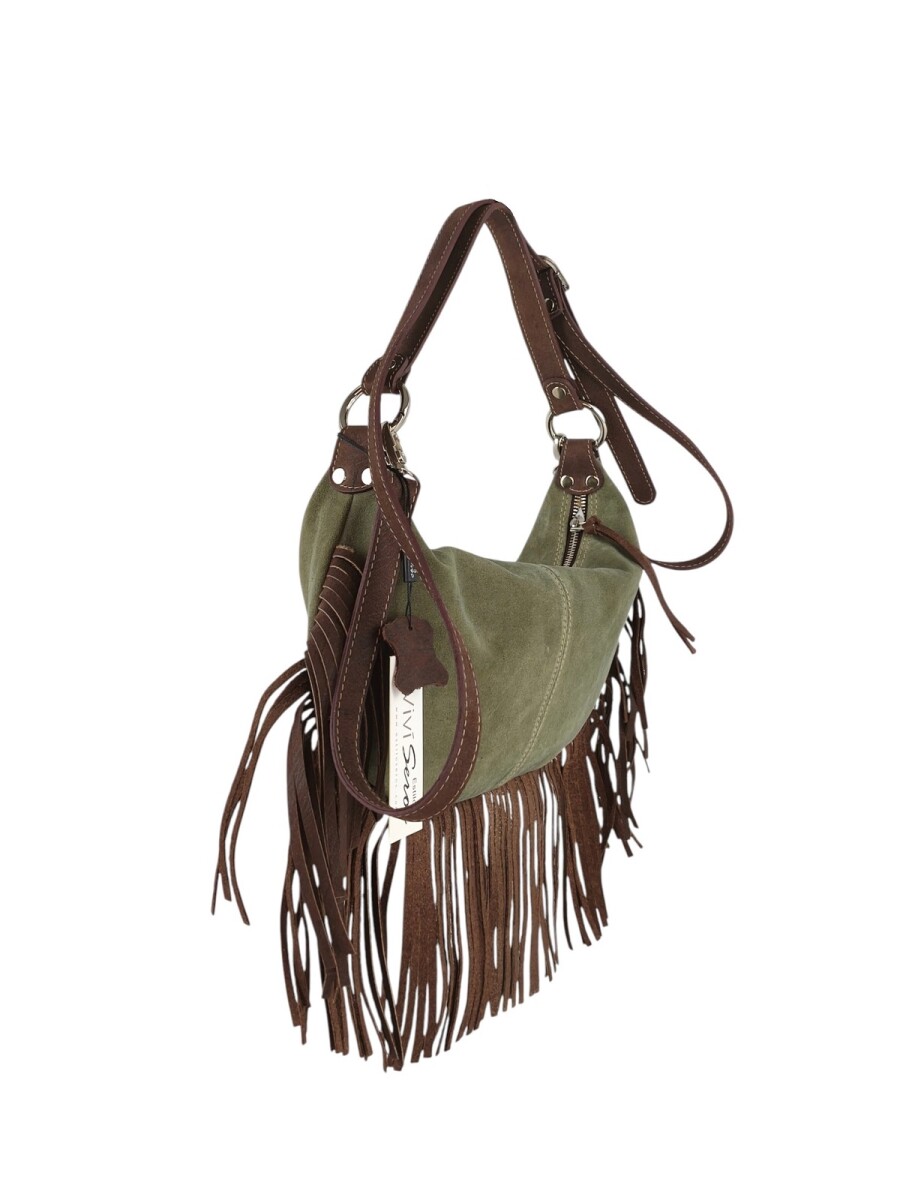 Cartera con flecos - verde 